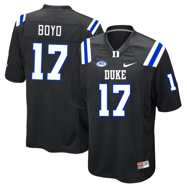 Men #17 Quran Boyd Duke Blue Devils College Football Jerseys Stitched Sale-Black - Click Image to Close